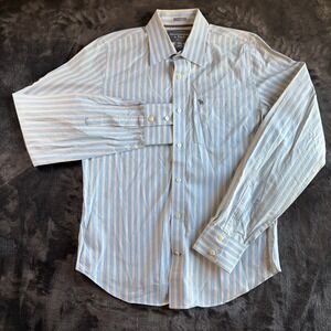 Abercrombie & Fitch Mens XL Blue Stripe Muscle Fit Long Sleeve Button Down Shirt